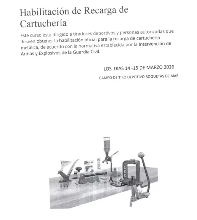 Curso de Habilitación de Recarga de Cartuchería en Roquetas de Mar